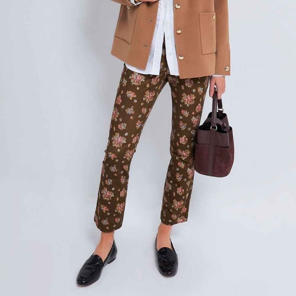 Tuckernuck Brown Hazel Bouquet Corduroy Ashford Straight Leg Pant NWT XXSmall